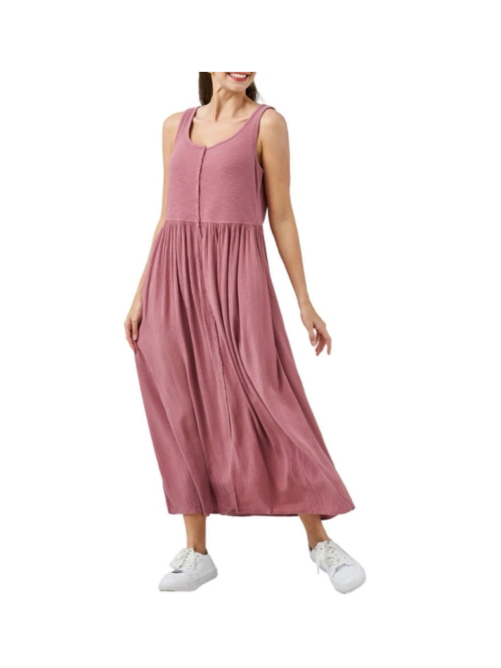 Frye Sleeveless Henley Maxi Dress Small Dusty Rose